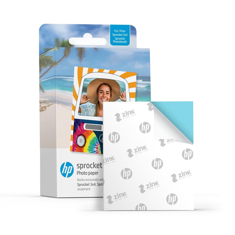 HP ورق صور لاصق من الزنك من HP Sprocket مقاس 3.5 × 4.25 بوصة (عبوة من 100 ورقة) متوافق مع كابينة التصوير وطابعة الصور HP Sprocket مقاس 3 × 4 بوصة - Image 2